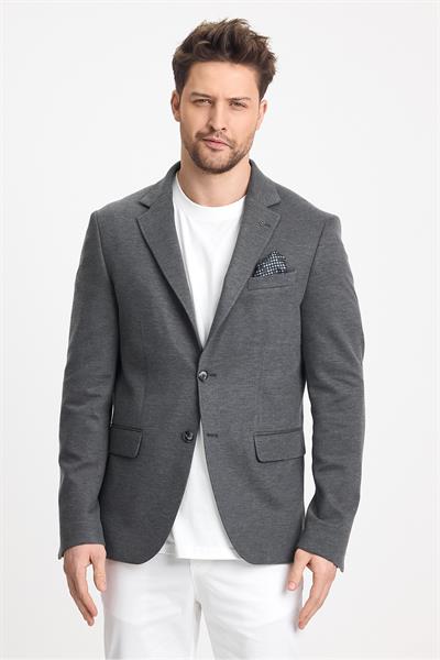 Erkek Düz 360 Her Yöne Esneyen Slim Fit Dar Kesim Mono Yaka Basic Blazer Ceket