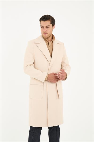 Erkek Uzun Kemerli Kaşe-Palto Regular Fit