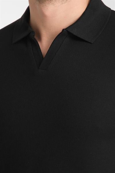 Esnek Waffle Polo Yaka Erkek Comfort Fit Polo Yaka T-Shirt 100% Pamuk