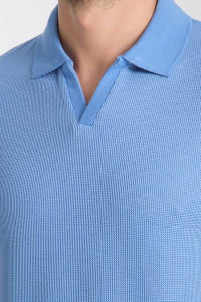 Esnek Waffle Polo Yaka Erkek Comfort Fit Polo Yaka T-Shirt 100% Pamuk