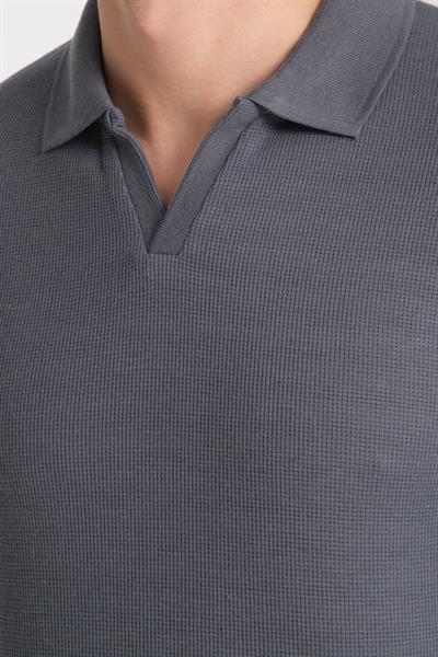 Esnek Waffle Polo Yaka Erkek Comfort Fit Polo Yaka T-Shirt 100% Pamuk