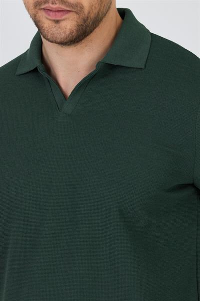 Esnek Waffle Polo Yaka Erkek Comfort Fit Polo Yaka T-Shirt 100% Pamuk