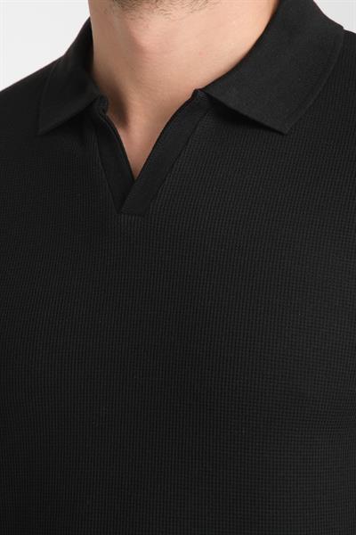 Esnek Waffle Polo Yaka Erkek Comfort Fit Polo Yaka T-Shirt 100% Pamuk