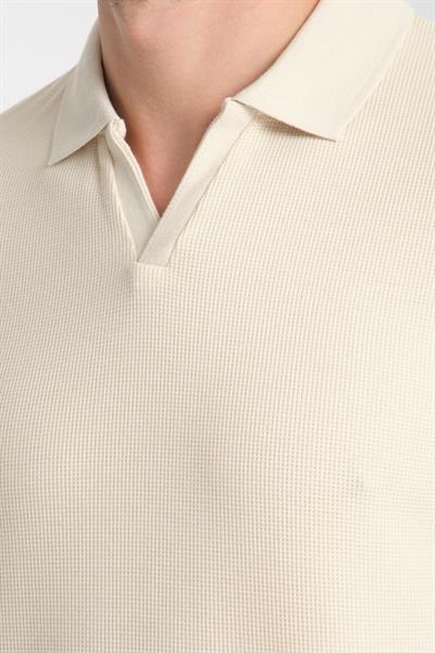 Esnek Waffle Polo Yaka Erkek Comfort Fit Polo Yaka T-Shirt 100% Pamuk