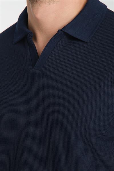 Esnek Waffle Polo Yaka Erkek Comfort Fit Polo Yaka T-Shirt  Pamuk