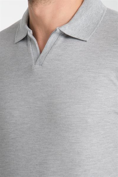Esnek Waffle Polo Yaka Erkek Comfort Fit Polo Yaka T-Shirt 100% Pamuk