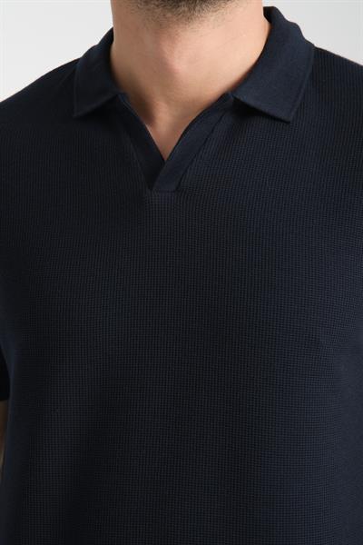 Esnek Waffle Polo Yaka Erkek Comfort Fit Polo Yaka T-Shirt