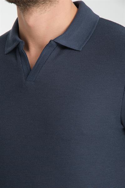 Esnek Waffle Polo Yaka Erkek Comfort Fit Polo Yaka T-Shirt 100% Pamuk