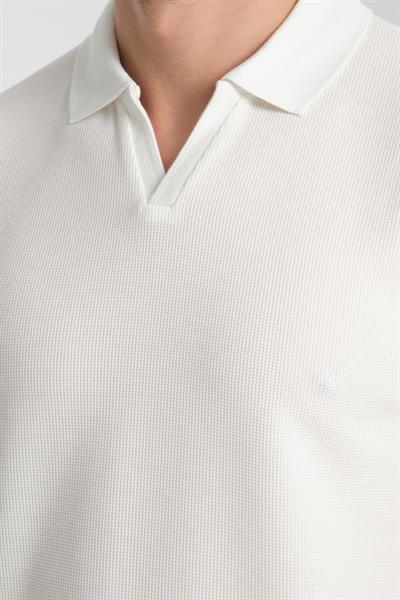 Esnek Waffle Polo Yaka Erkek Comfort Fit Polo Yaka T-Shirt 100% Pamuk