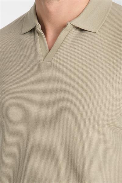 Esnek Waffle Polo Yaka Erkek Comfort Fit Polo Yaka T-Shirt 100% Pamuk