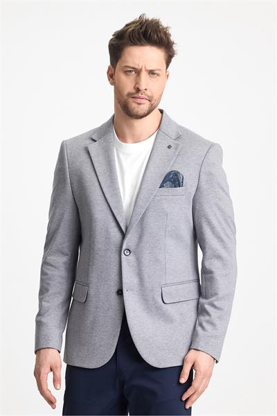 Feniks Erkek Lacivert Slim Fit Mono Yaka Pamuk Karışımlı Likralı Spor Blazer Ceket