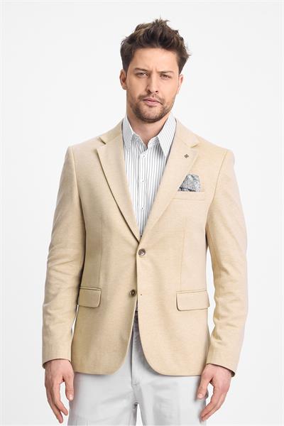 Fenix Erkek Battal Büyük Beden Camel Regular Fit Pamuk Karışımlı Likralı Blazer Ceket