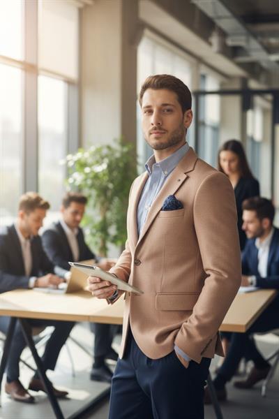 Fevual Erkek Bej Mono Yaka Diagonal Desenli Slim Fit Spor Blazer Ceket