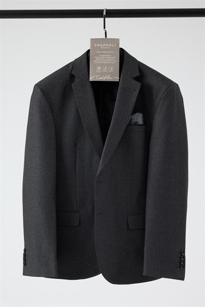 Fevuall Erkek Antrasit Diagonel Desenli Battal Büyük Beden Mono Yaka Dar Kesim Blazer Spor Ceket