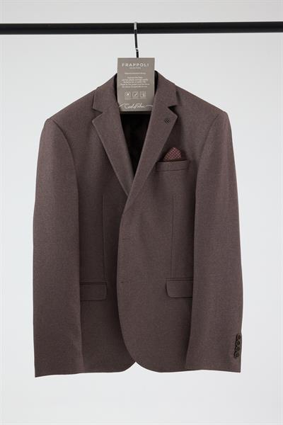 Fevuall Erkek Dark Vizon Diagonel Desenli Battal Büyük Beden Mono Yaka Dar Kesim Blazer Spor Ceket