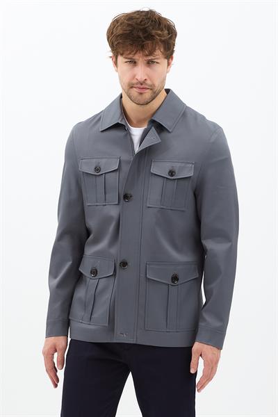 Fred Erkek Antrasit İtalyan Kesim Slim Fit İlkbahar-Sonbahar Trençkot-Mont