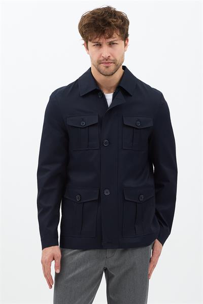 Fred Erkek Lacivert İtalyan Kesim Slim Fit İlkbahar-Sonbahar Trençkot-Mont