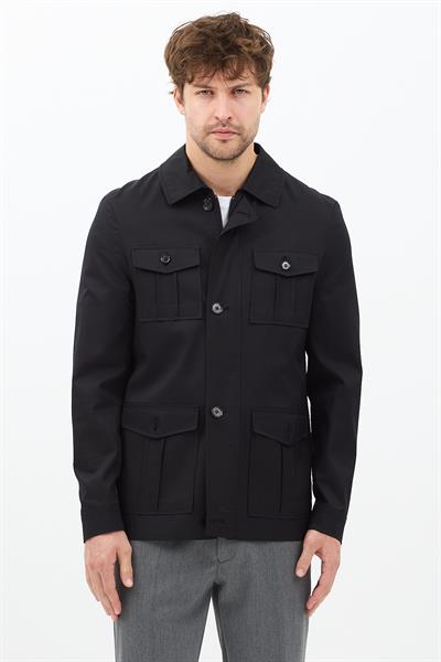 Fred Erkek Siyah İtalyan Kesim Slim Fit İlkbahar-Sonbahar Trençkot-Mont