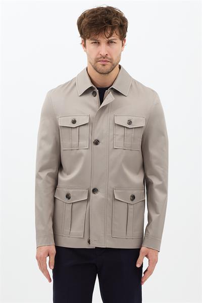 Fred Erkek Vizon İtalyan Kesim Slim Fit İlkbahar-Sonbahar Trençkot-Mont