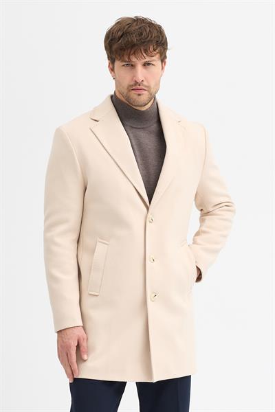 Grande Erkek Bej Ceket Yaka Slim Fit Kaşe Kaban