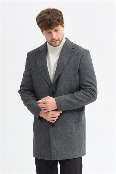 Grande Erkek Füme Ceket Yaka Slim Fit Kaşe Kaban