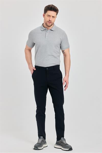 İbiza Erkek Koyu Lacivert Pamuklu Likralı Slim Fit Pantalon