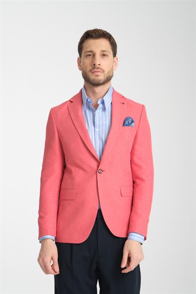 İcardii Erkek  Red Battal Büyük Beden Mono Yaka Dar Kesim Blazer  Spor Ceket