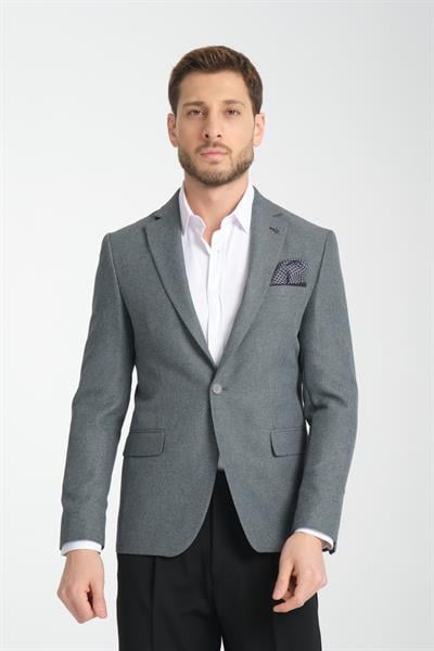 İcardii Erkek Siyah Battal Büyük Beden Mono Yaka Dar Kesim Blazer  Spor Ceket