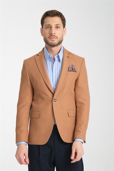 İcardii Erkek Vizon Battal Büyük Beden Mono Yaka Dar Kesim Blazer  Spor Ceket