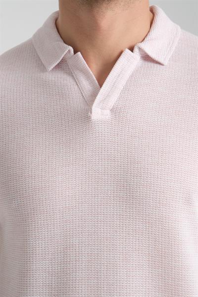İnce Polo Yaka Waffle Erkek Regular Fit Polo Yaka T-Shirt 100% Pamuk