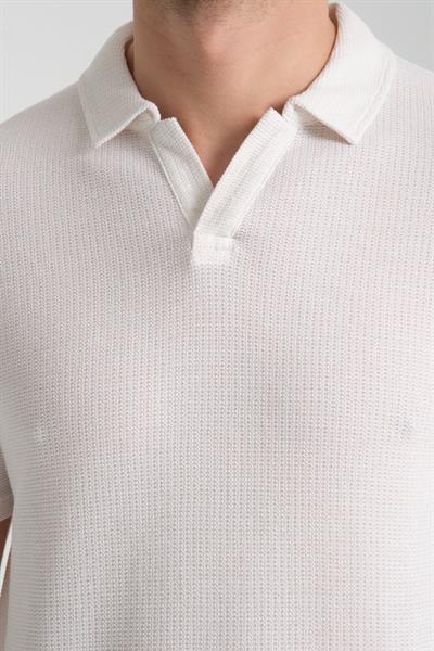 İnce Polo Yaka Waffle Erkek Regular Fit Polo Yaka T-Shirt 100% Pamuk