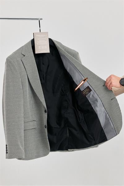 İvano Erkek Siyah Likralı Esneyen Kumaş Mono Yaka Blazer Ceket (Büyük Beden - Battal)