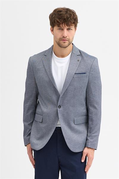 Jafet Erkek Koyu Lacivert Poliviskon Kumaşlı Esneyen Slim Fit Spor Blazer Ceket