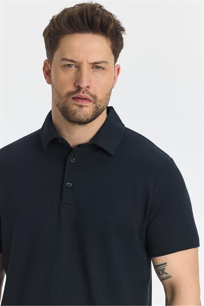 Jaguar Erkek Lacı Pamuk Karışımlı Çekmeyen Likralı Kumaş Yırtmaç Detaylı Slim Fit Polo Yaka T-Shirt