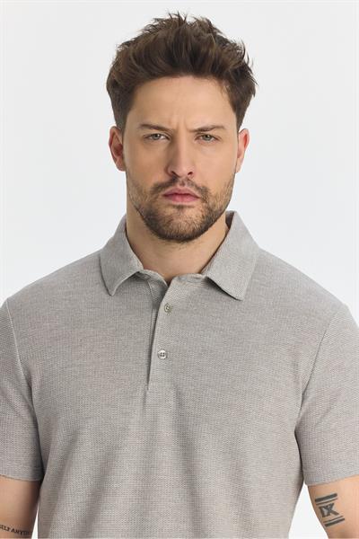 Jaguar Erkek Toprak Pamuk Karışımlı Çekmeyen Likralı Kumaş Yırtmaç Detaylı SlimFit Polo Yaka T-Shirt