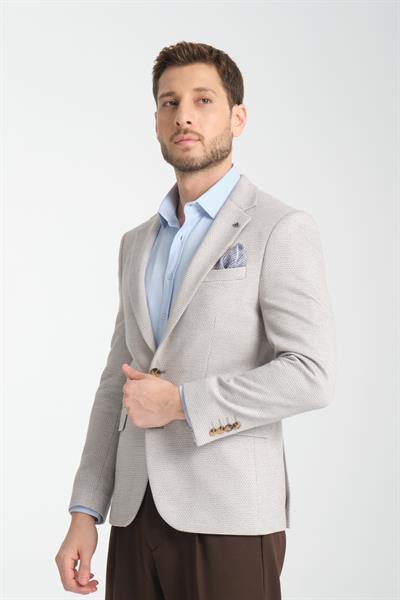 Jakar Erkek Desenli 360 Her Yöne Esneyen Slim Fit Mono Yaka Blazer Ceket
