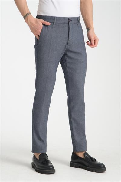 Kalın Desenli Erkek Yandan Cepli Klasik Bel Slim Fit Chino Pantolon