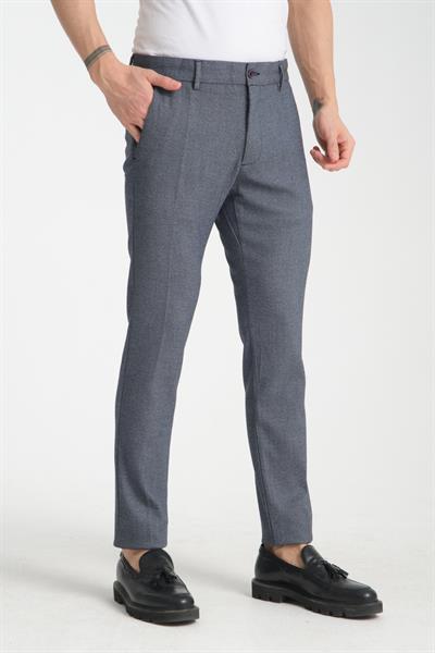 Kalın Desenli Erkek Yandan Cepli Klasik Bel Slim Fit Chino Pantolon