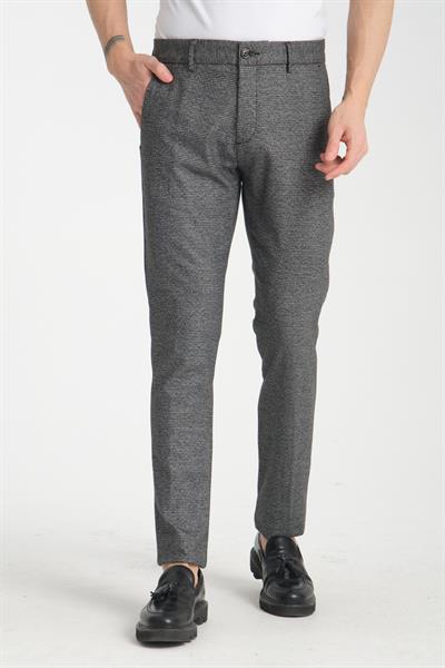 Kalın Ekose Desenli Erkek Yandan Cepli Klasik Bel Slim Fit Chino Pantolon