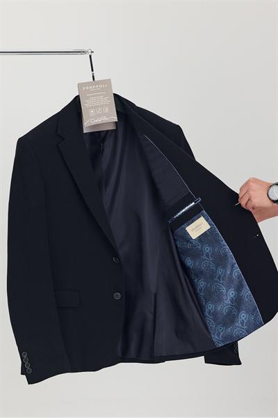 Lacosse Erkek Koyu Lacivert Likralı Pamuklu Kumaşlı Slim Fit Spor Blazer Ceket (Büyük Beden-Battal)