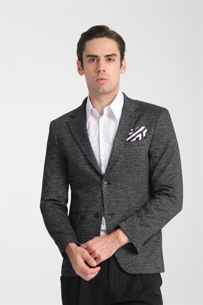 Laimame Siyah Erkek Battal Büyük Beden Regular Fit Pamuklu Likralı Esnek Kumaşlı Blazer Ceket