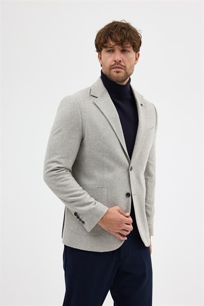 Lanz Erkek Gri Kaşe Kumaşlı Yarım Astar Torba Cepli Mono Yaka Spor Blazer Ceket