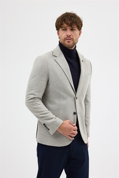 Lanz Erkek Gri Kaşe Kumaşlı Yarım Astar Torba Cepli Mono Yaka Spor Blazer Ceket