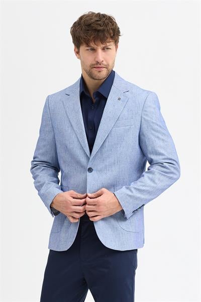 Larsen Erkek Lacivert Yarım Astar Torba Cepli Slim Fit Esnek Spor Blazer Ceket