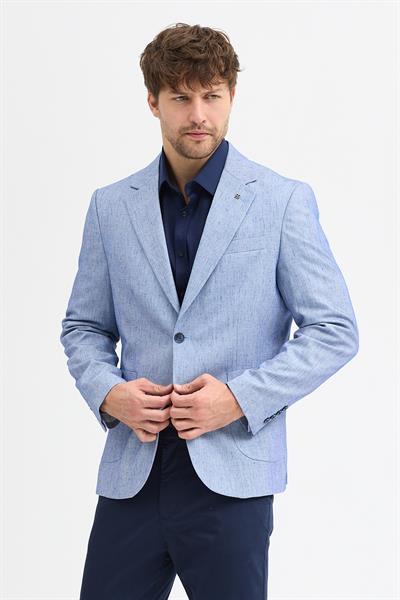 Larsen Erkek Lacivert Yarım Astar Torba Cepli Slim Fit Esnek Spor Blazer Ceket
