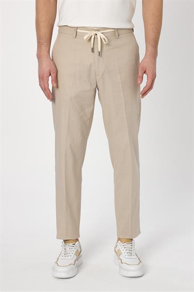 Laupes Erkek Stone Keten Karışımlı Jogger Fit Bağcıklı Yazlık Pantolon