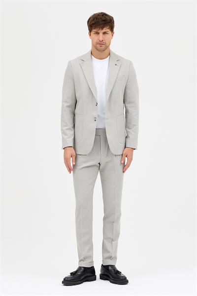 Lerma Erkek Gri Torba Cepli Yarım Astar Ceket+Pileli Pantolon 2li Slim Fit Takım Elbise