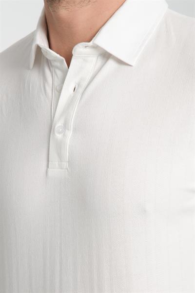 Luceroo Erkek Beyaz %100 Pamuk Çekmeyen Kumaş Slim Fit Dar Kesim Polo Yaka Tişört