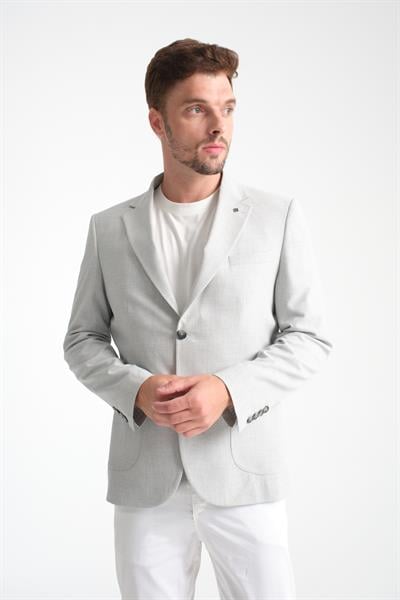 Lucos Erkek Gri Yarım Astar Torba Cep Likralı Gofre Kumaşlı Spor Blazer Ceket