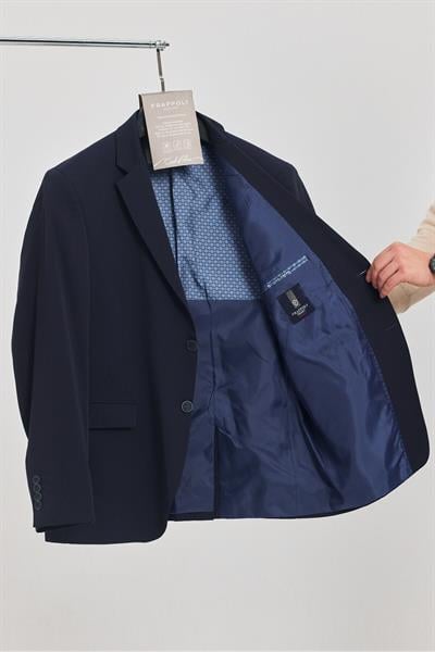 Manzoni Erkek Açık Lacivert Mono Yaka Slim Fit Blazer Ceket (Büyük Beden - Battal)